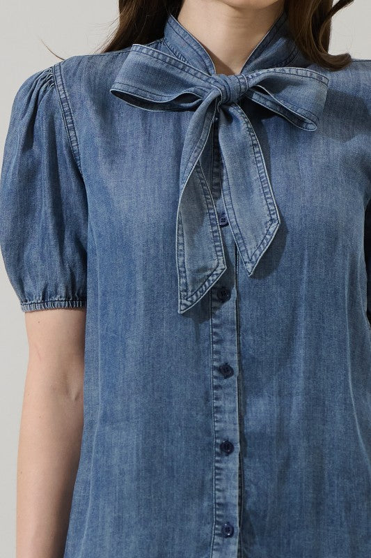 The Denim Tie Top