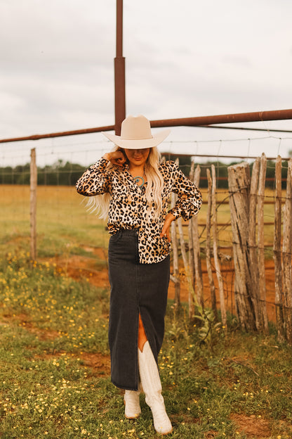 The Ace Black Denim Skirt