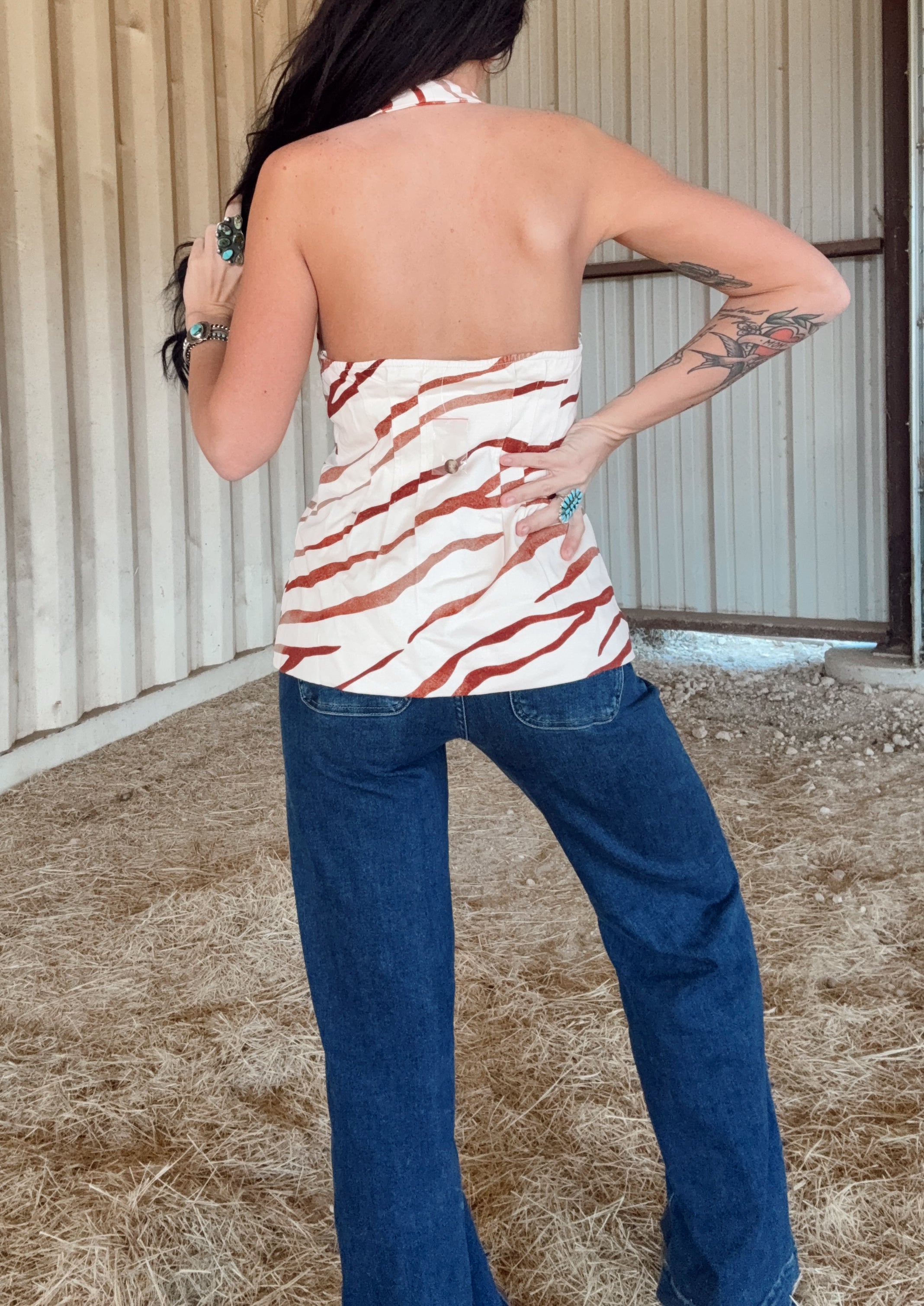 The Taupe Zebra Halter Top