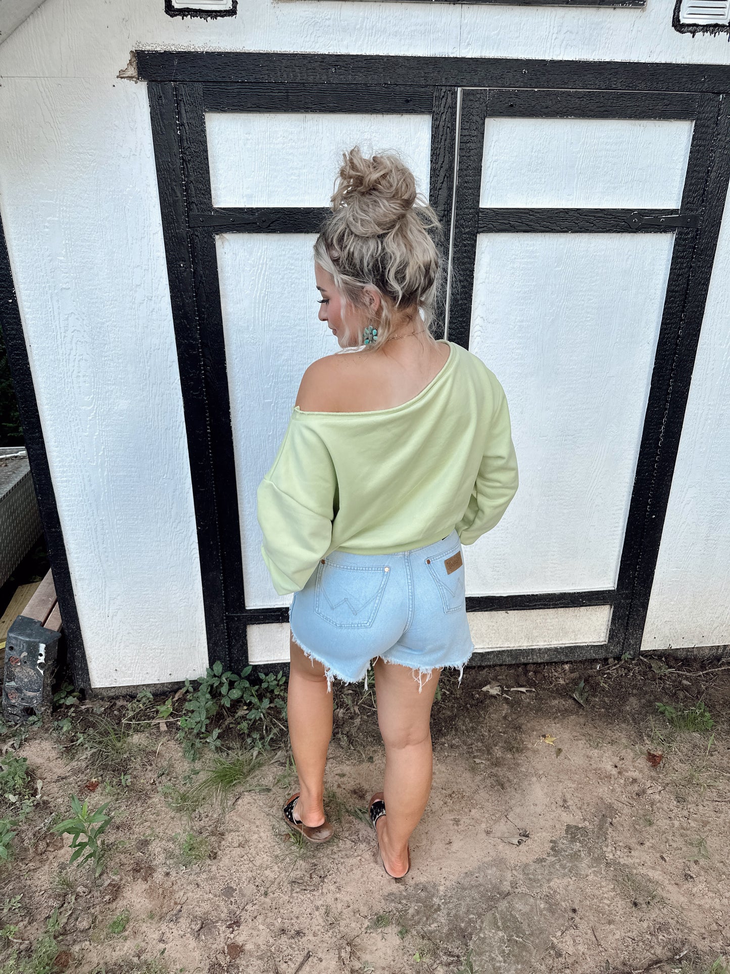 The Off Shoulder Top - Lime Green