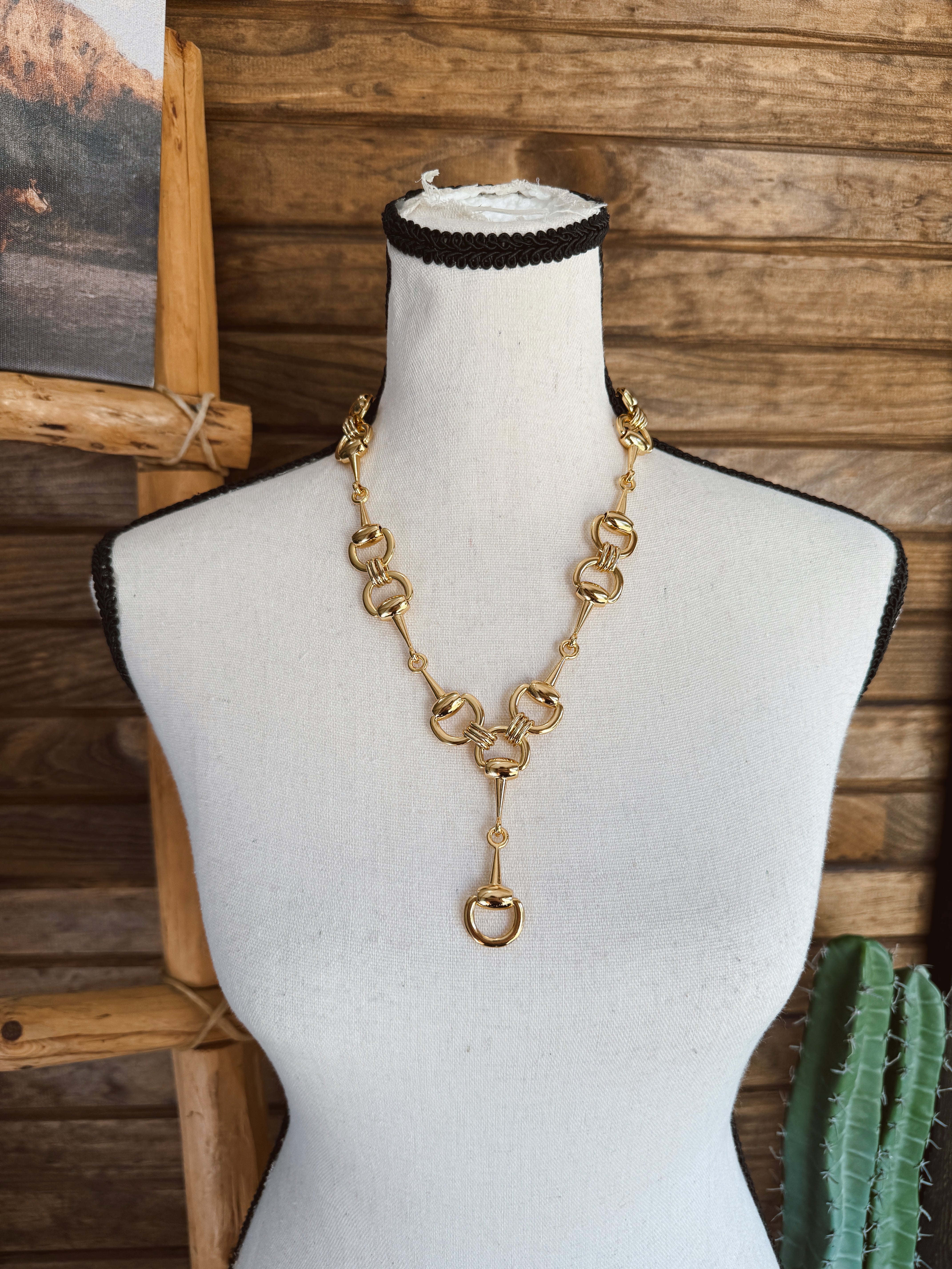 The Snaffle Bit Lariat Necklace - Gold