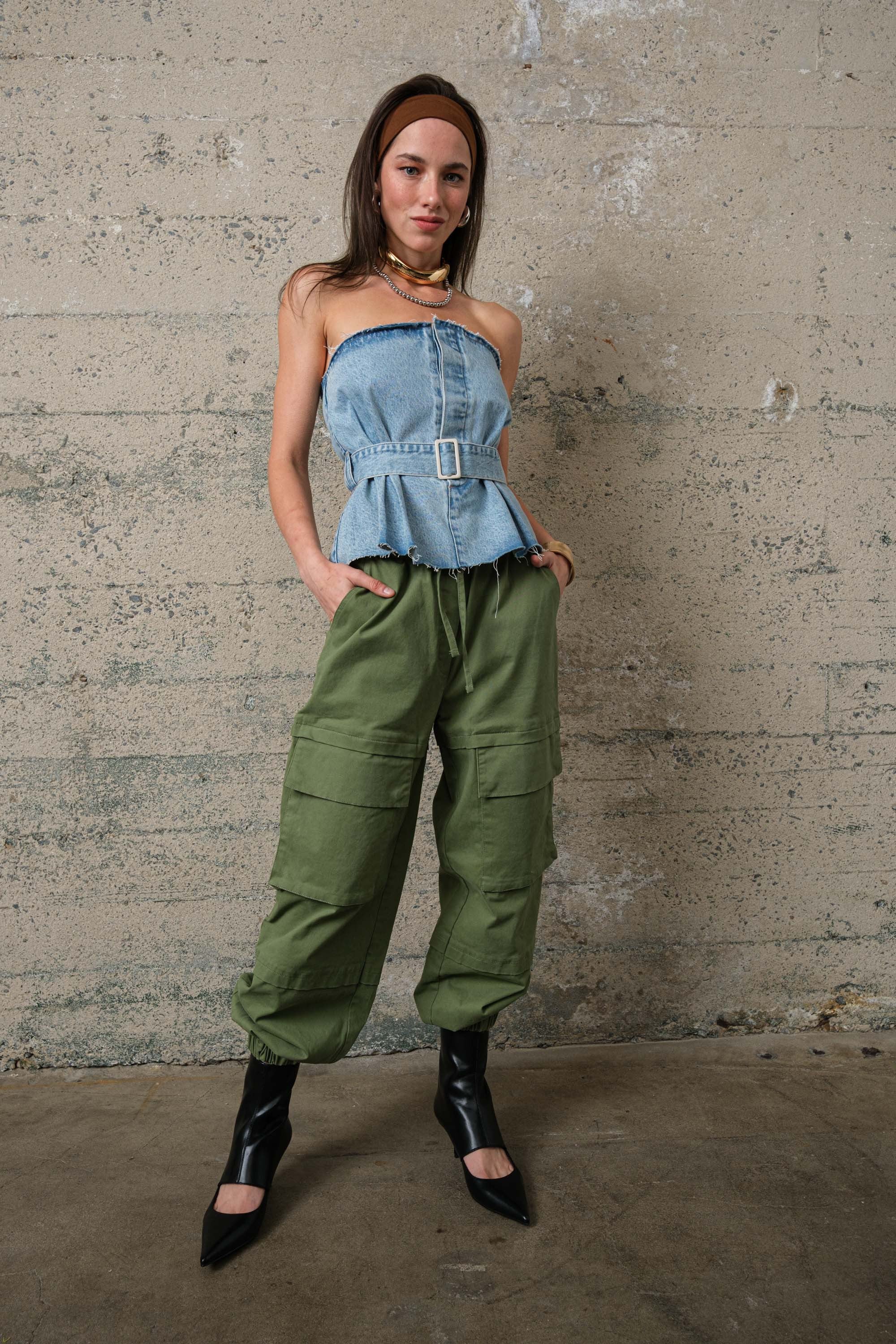 The Belted Denim Top