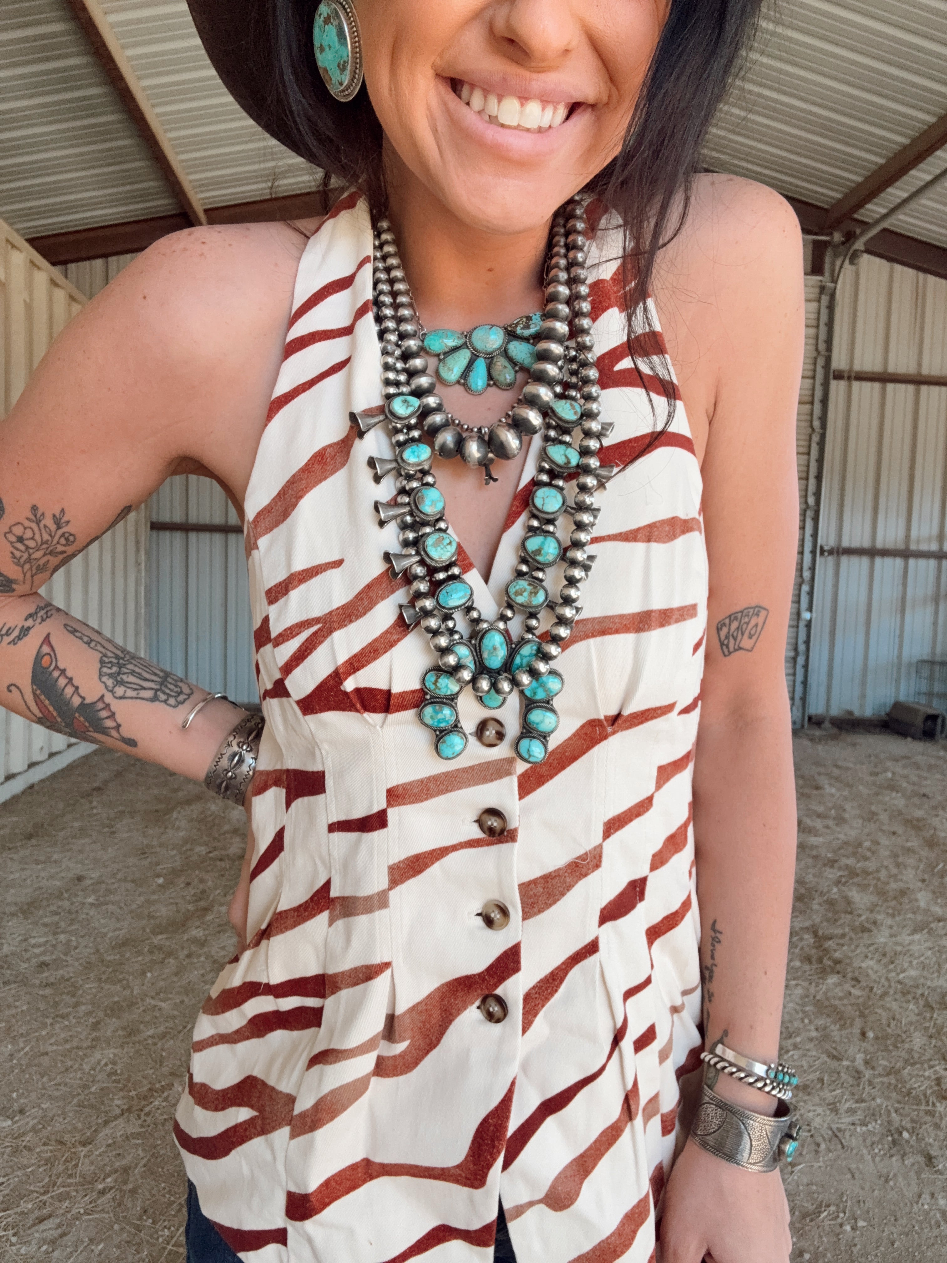 The Taupe Zebra Halter Top