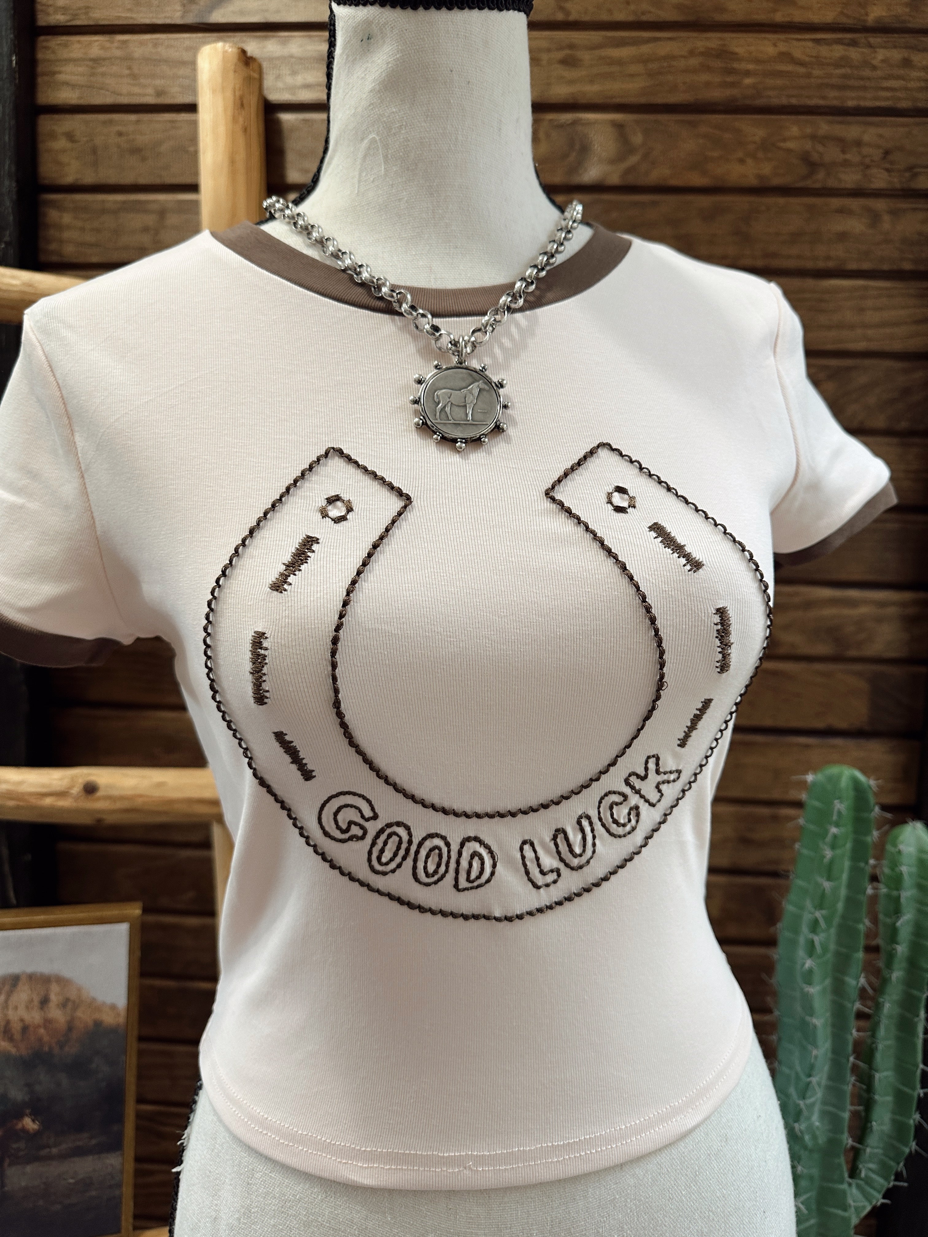 The Horseshoe Tee - Pale Pink