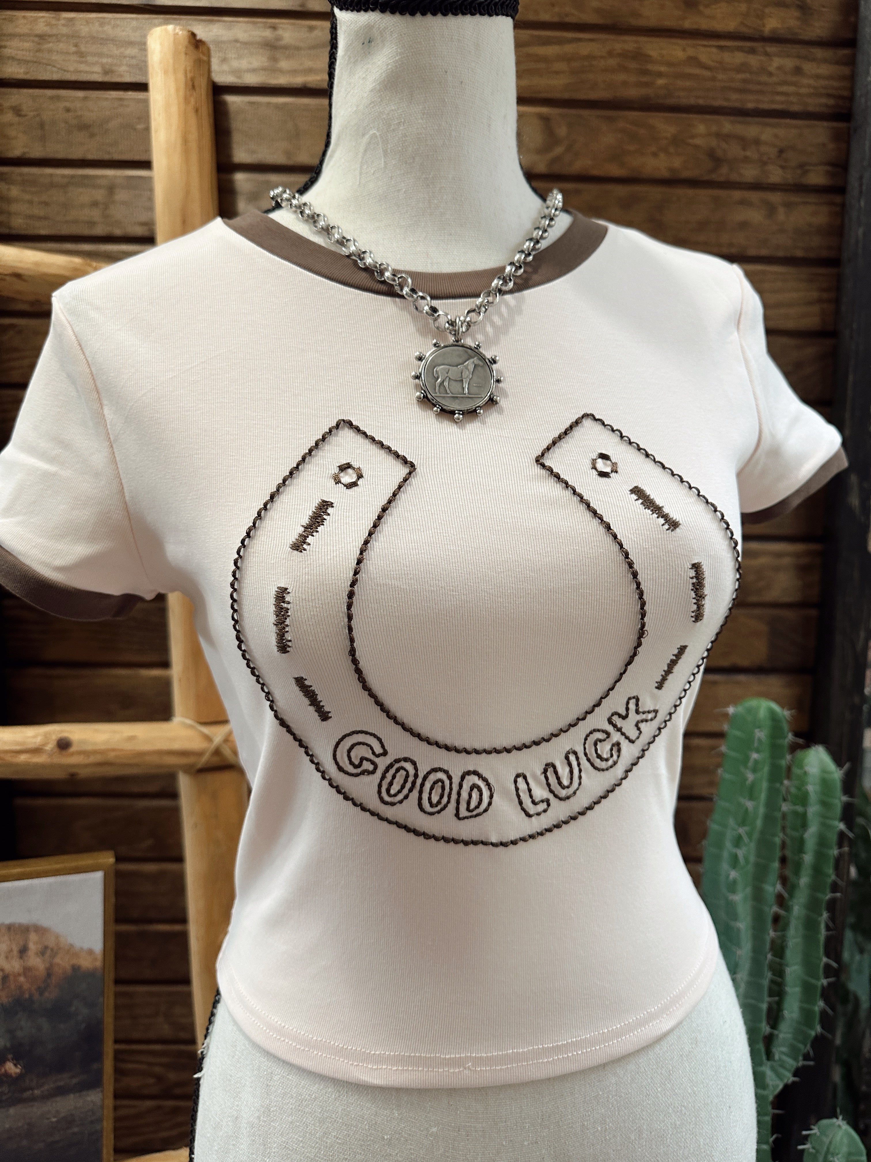 The Horseshoe Tee - Pale Pink