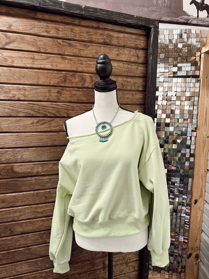 The Off Shoulder Top - Lime Green