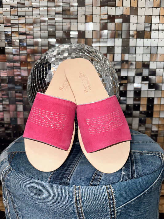 The Boot Stitch Pink Rough Out Sandals