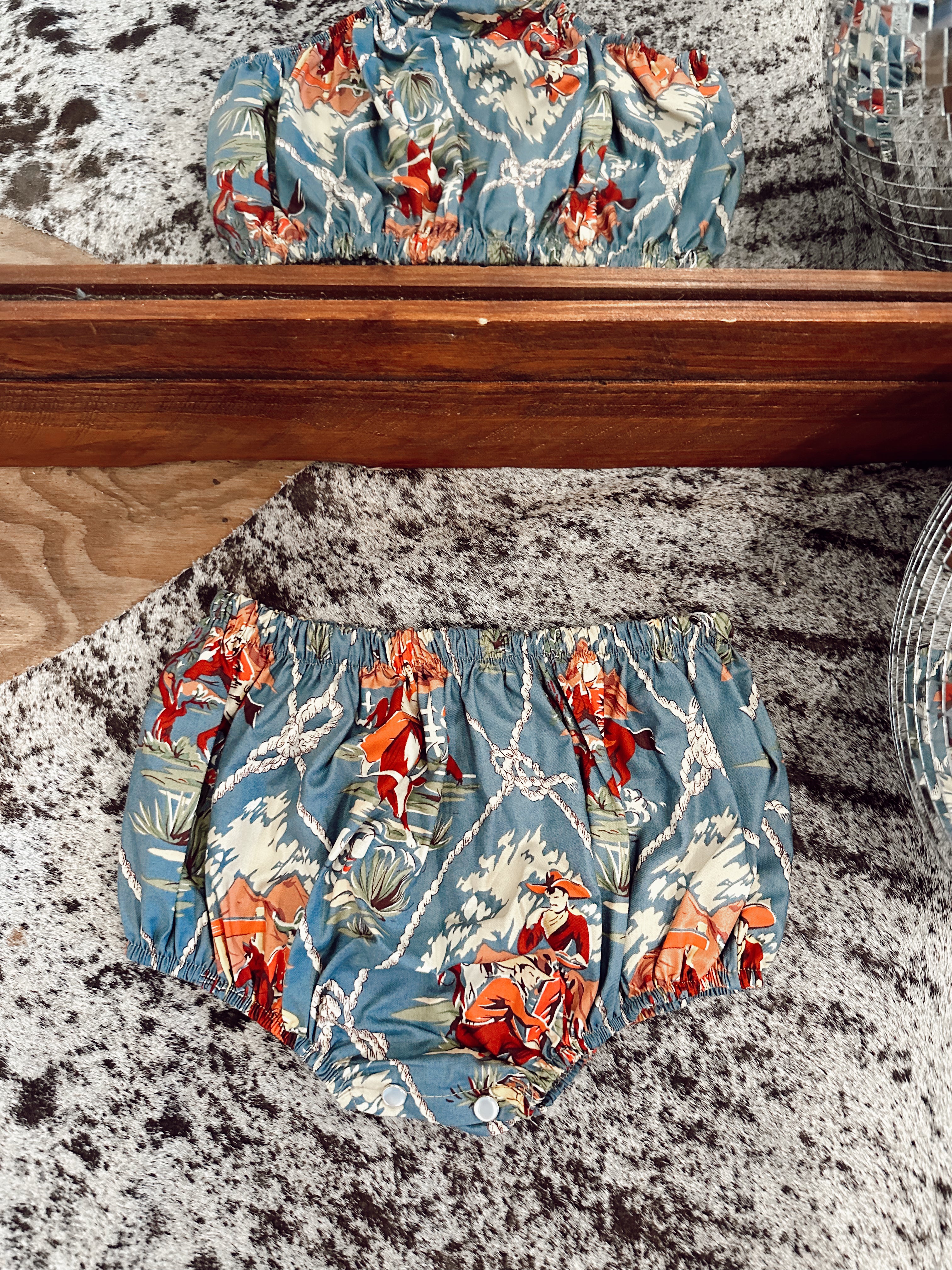 The Roping Cowboy Diaper Cover - Gray