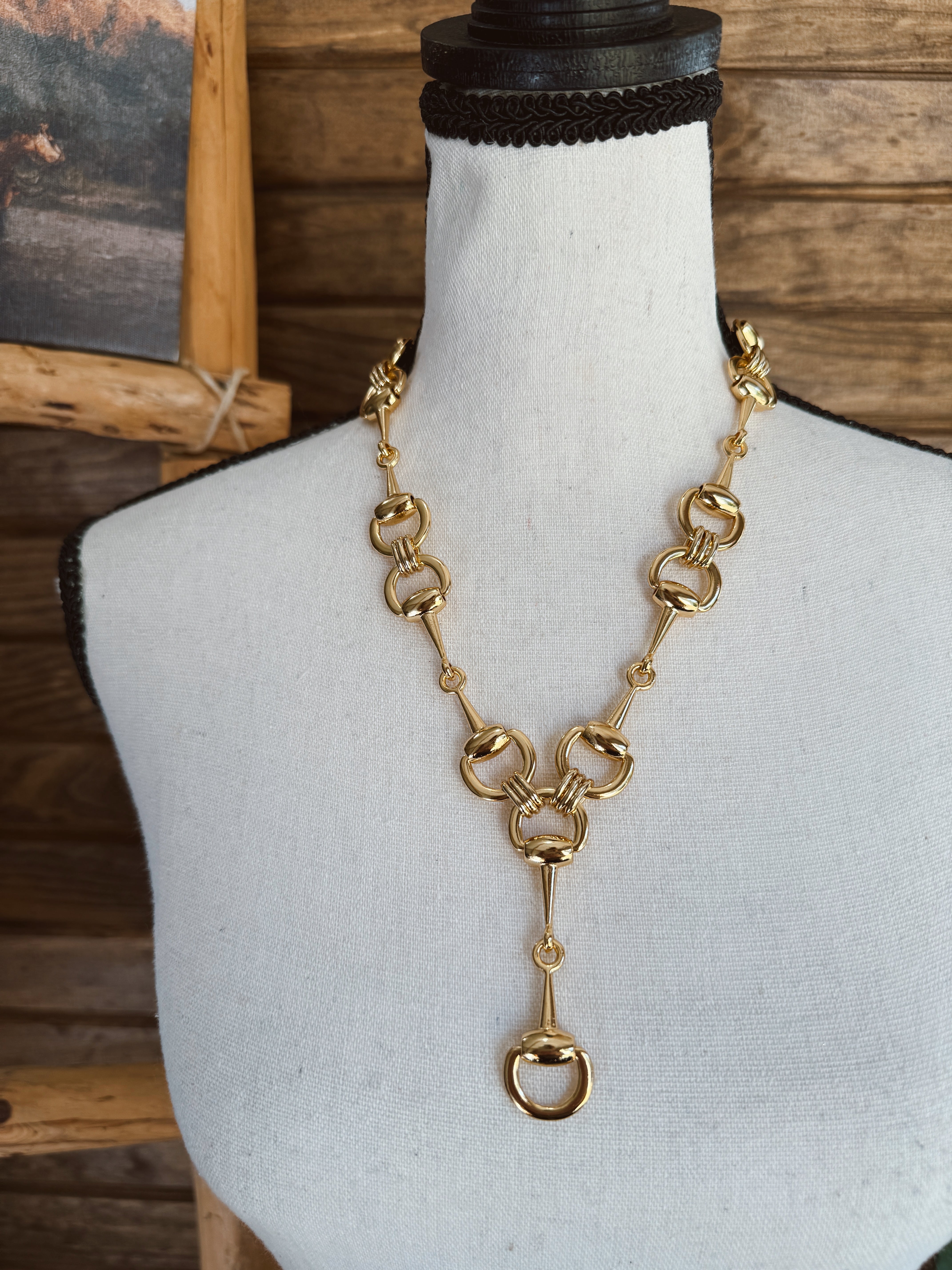 The Snaffle Bit Lariat Necklace - Gold