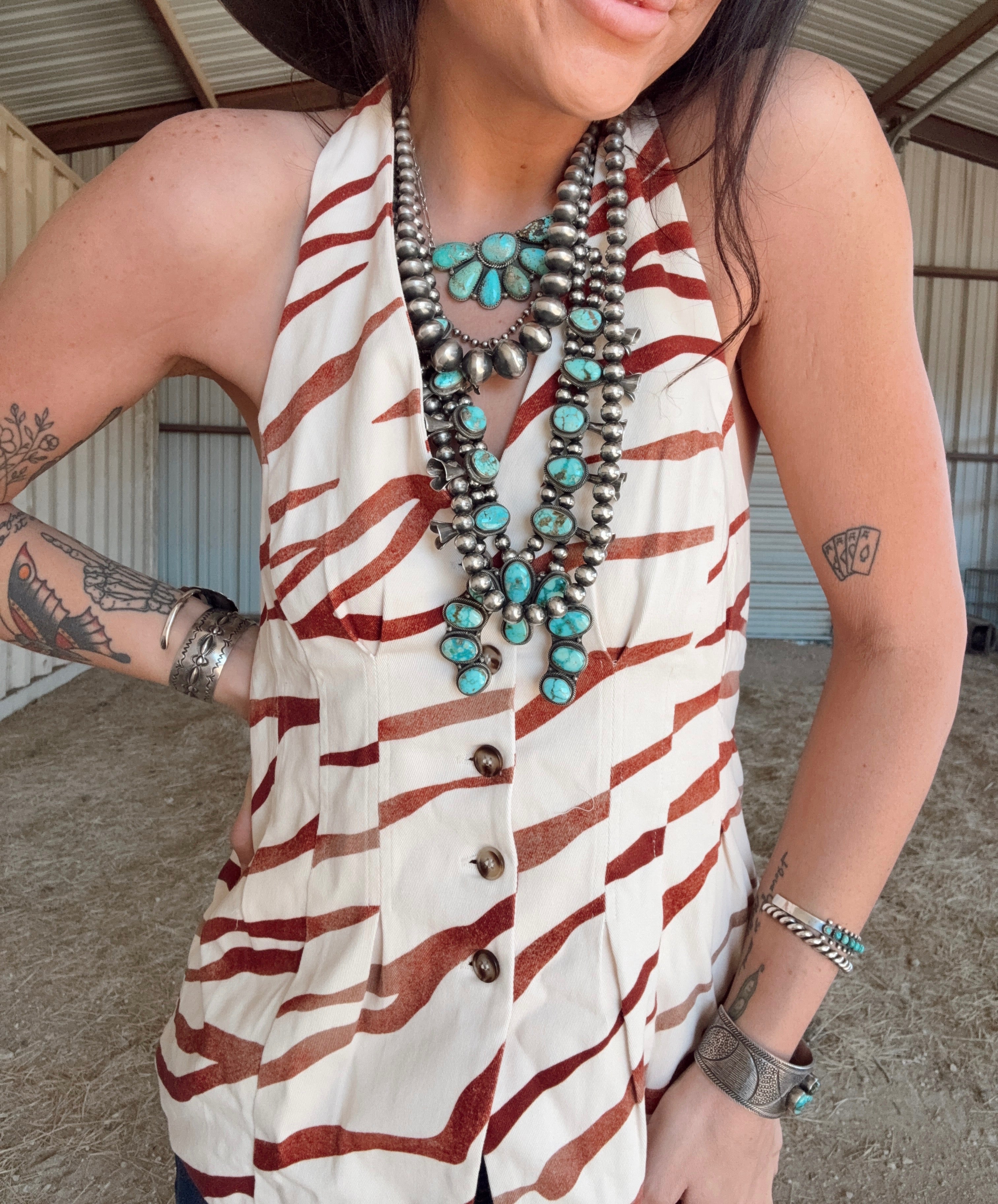 The Taupe Zebra Halter Top