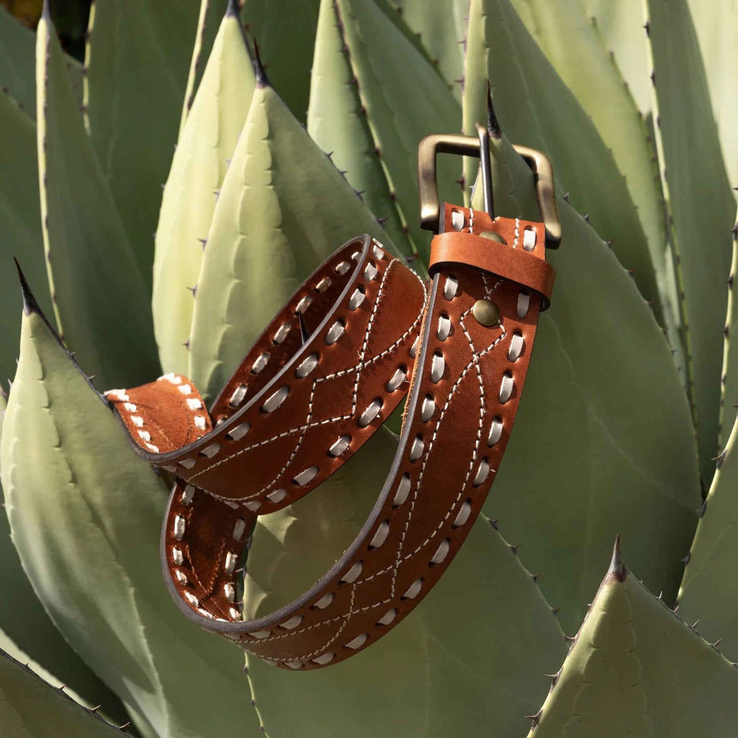 The Classic Buckstitch Belt - saddle