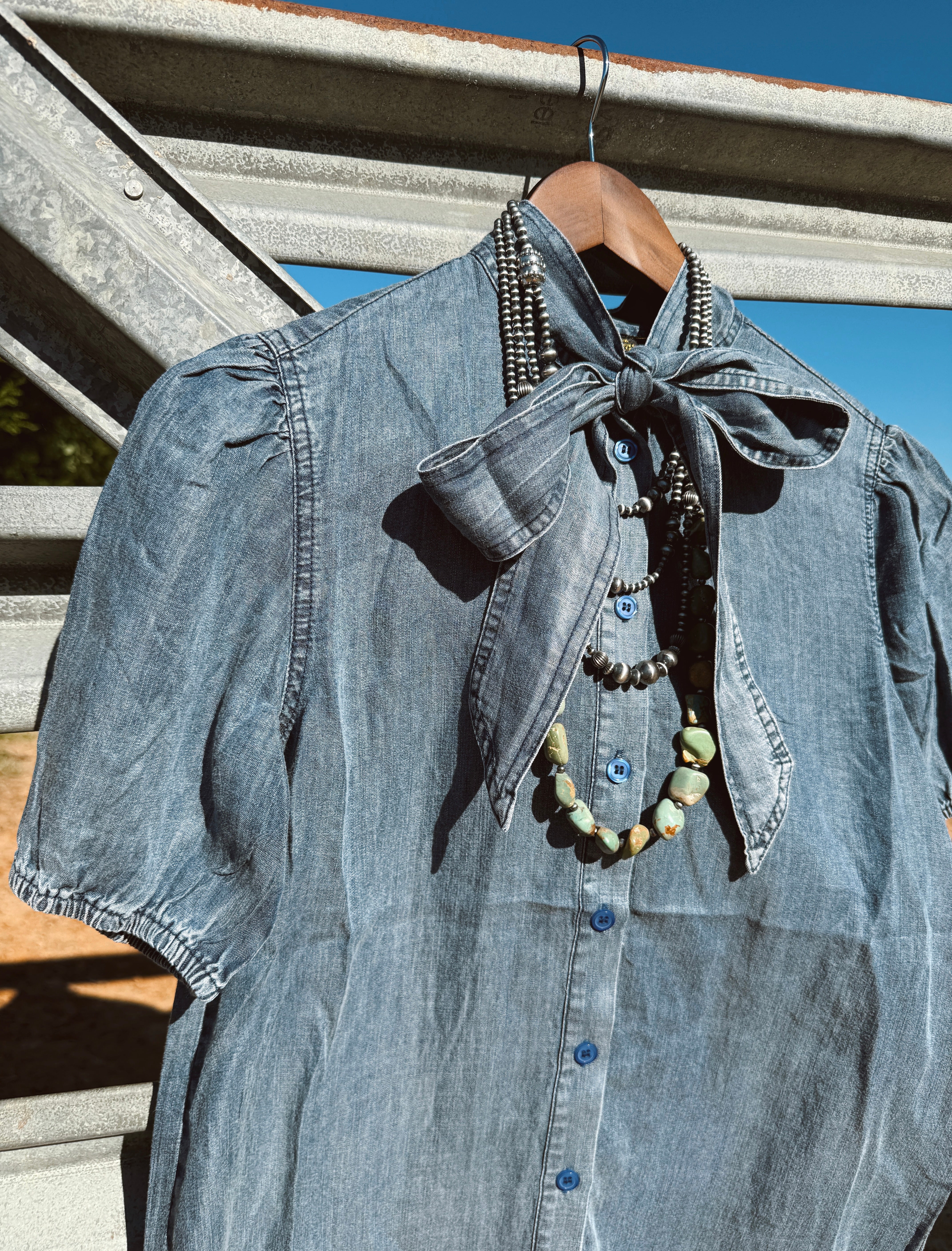 The Denim Tie Top