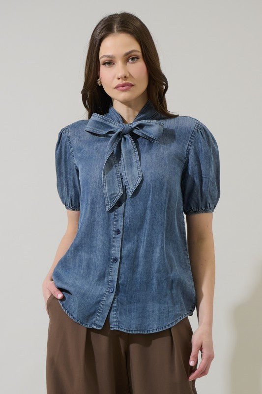 The Denim Tie Top