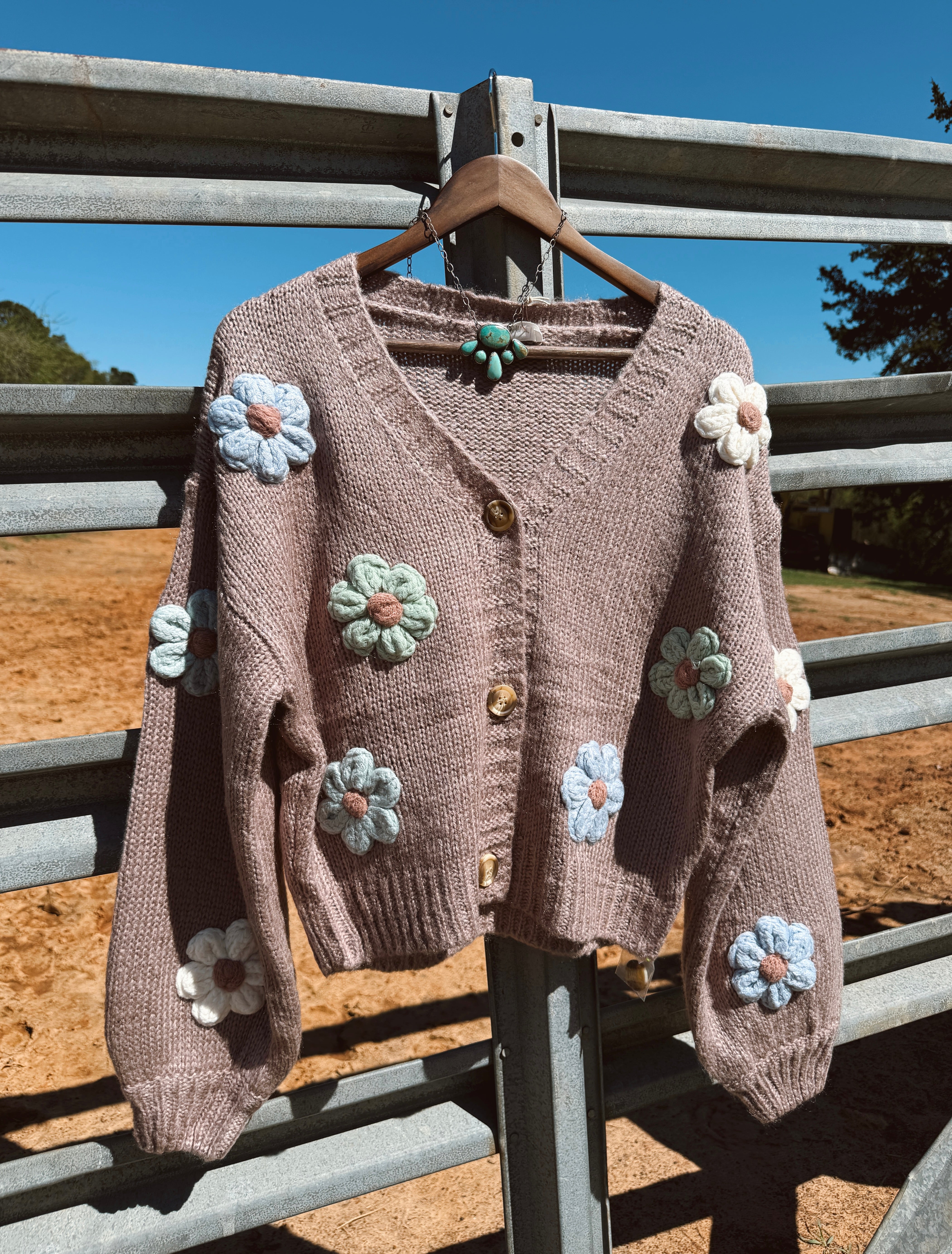 The Floral Cardigan - Coffee