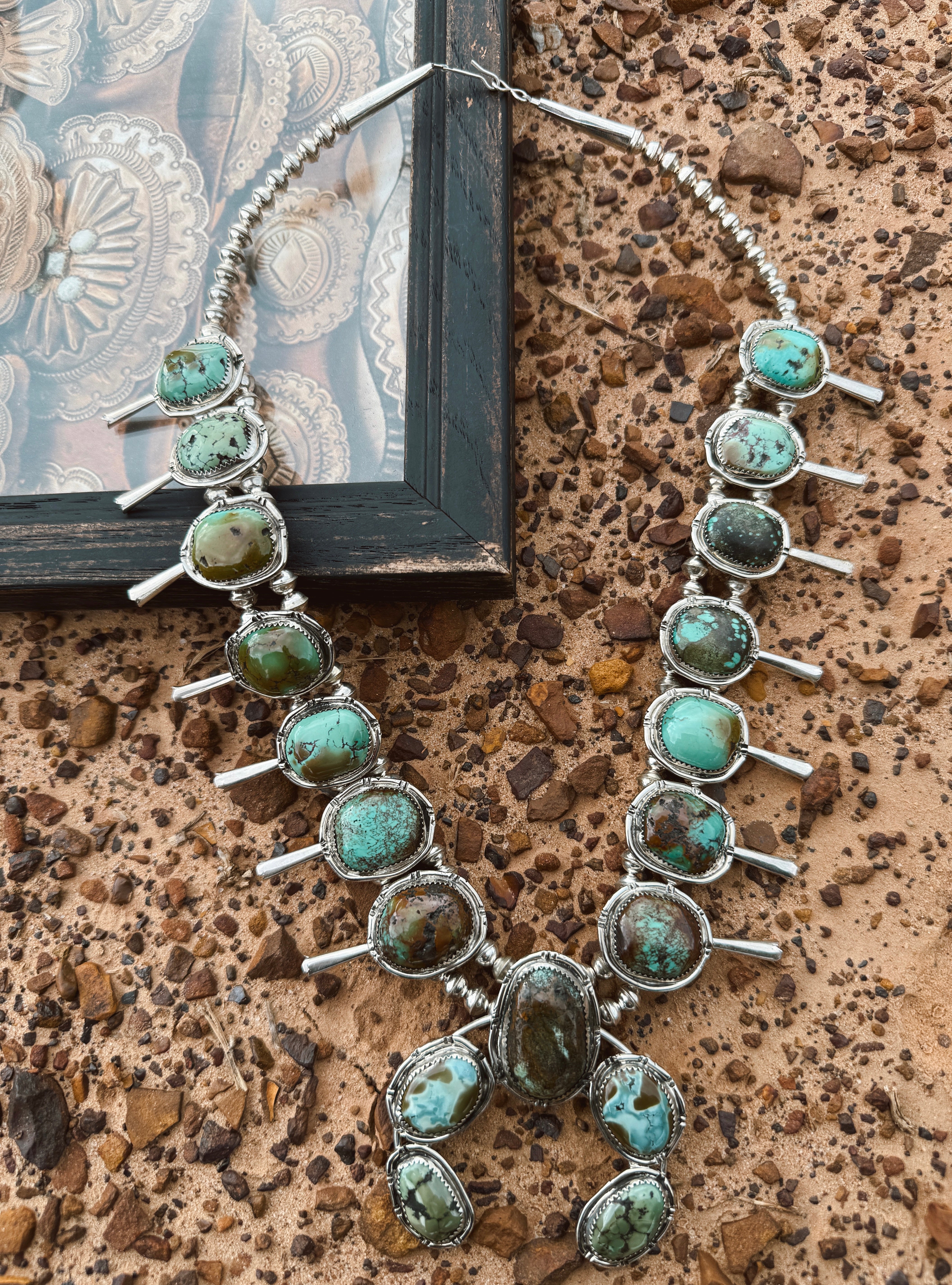 The Sonoran Gold Squash Blossom Necklace with Earrings