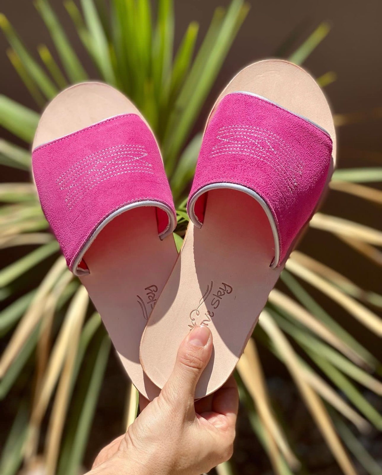 The Boot Stitch Pink Rough Out Sandals