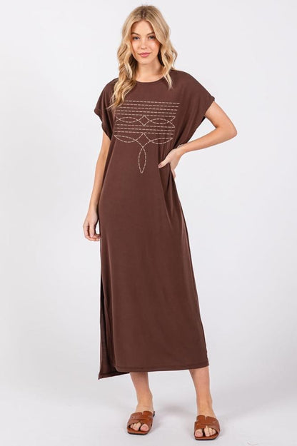 The Boot Stitch Dress - Brown