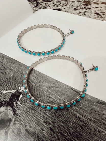 The Turquoise Stone Hoops